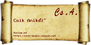 Csik Anikó névjegykártya