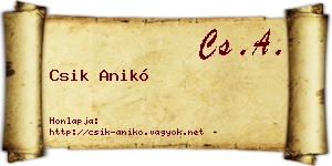Csik Anikó névjegykártya